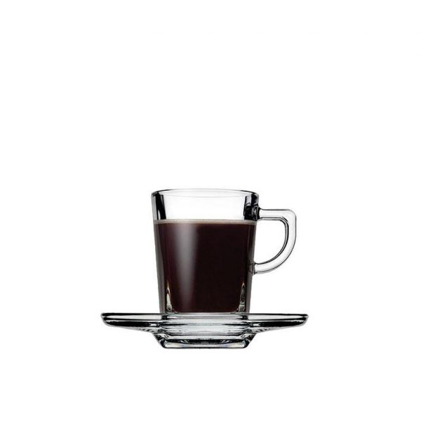 CARRE CUP AND SAUCER ESPRESSO TEMPERED 75CC P1728