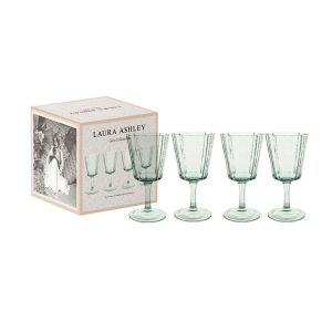 Laura Ashley – Σετ 4 Τεμ. Φυσητό Ποτήρι Κρασιού 27 cl Πράσινο – Glass –  183206