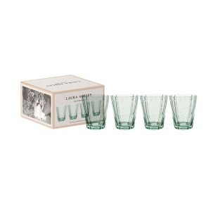 Laura Ashley – Σετ 4 Τεμ. Φυσητό Ποτήρι Ουίσκι 25cl Πράσινο – Glass – 183202