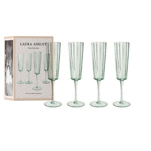 Laura Ashley – Σετ 4 Τεμ. Φυσητό Ποτήρι Σαμπάνιας 21 cl Πράσινο – Glass – 183516
